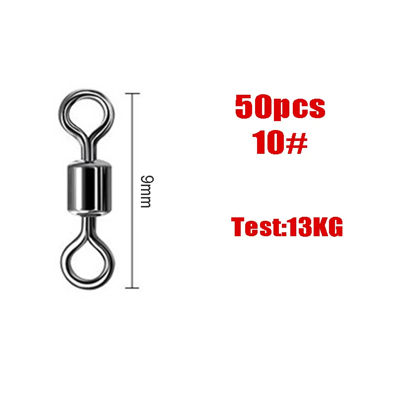 250 émerillons Baril Roulants Pêche - Acier Noir Nickel, Tailles 3 à 10 (boîte)