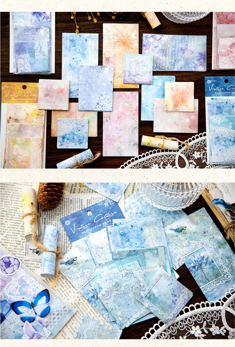 60pcs Brilliant Galaxy Series Material Paper Vintage Handbook Background Paper Decorative Diary Lable Junk Journal Planner 4 undefined