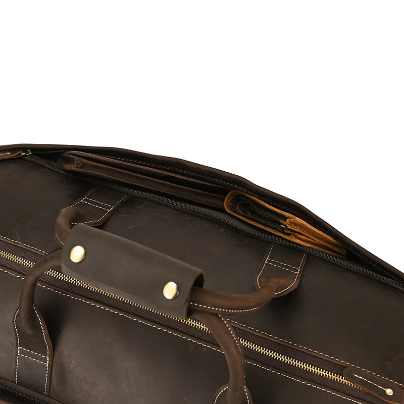 Leather Travel Bag With Shoe Compartment