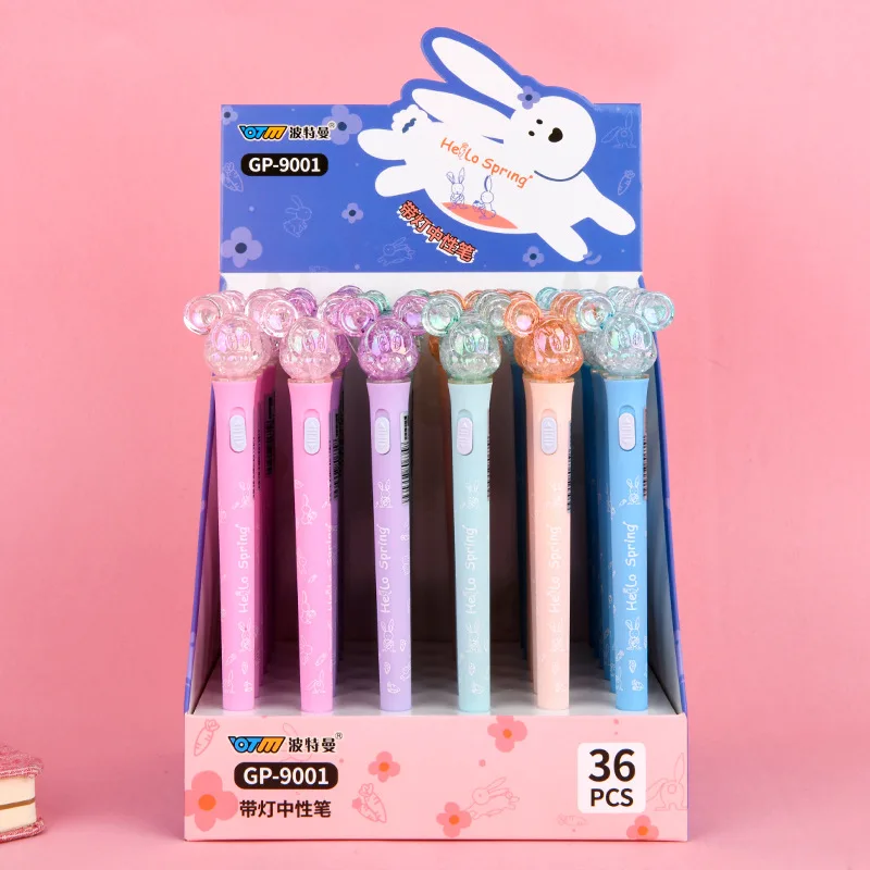 

36pcs New Disney Mickey Led Light Gel Pen Burst Bead Symphony Light Pen Student Writing Ballpoint Pen Black Writing Gel Pen