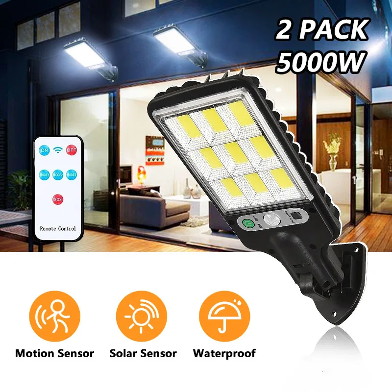 Led Solar Light Outdoor Lighting 5000W Solar Street Lamp motion sensor Wall LED Lamp Waterproof IP65 For Garden Patio