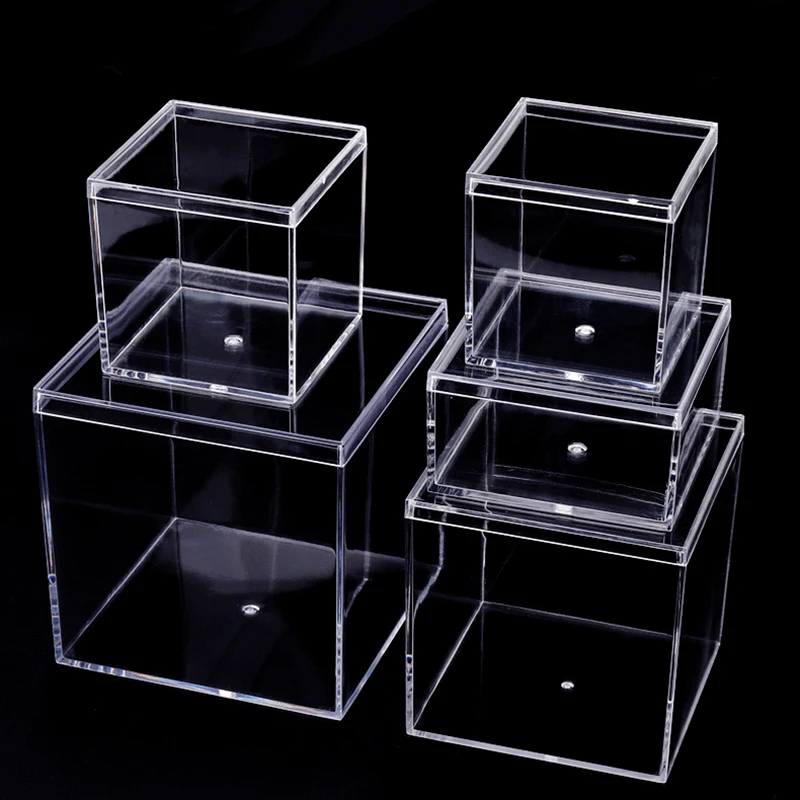 Boîtes acryliques transparentes avec couvercle,boite transparente  organiseur en plastique, petit cadeau carré, boîte d'emballage