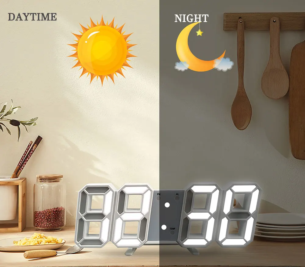 vintage wall clock LED Digital Alarm Clocks Wall Clock Desktop Snooze Clocks Calendar Thermometer Electronic Digital Clock  Room Living Room Decor photo clock