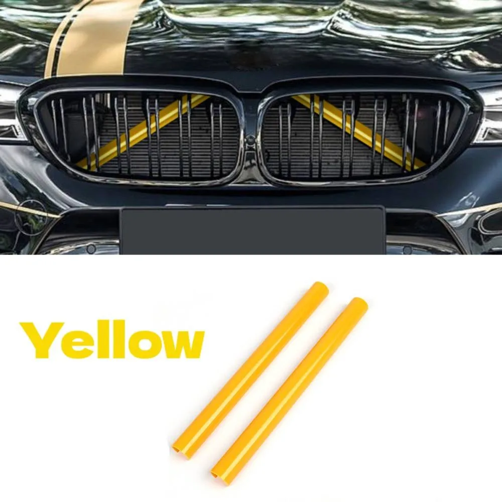 2x Grille Trim Strips Support Grill Bar V Brace Wrap For BMW E60 Yellow Strip Cover Car Decorations Grating Bar Accessories