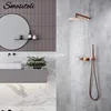 Rainfall Shower Set Rose Gold Wall Mounted Bathroom Shower Mixer Brass Faucet Hot Cold Water Mixer Tap With Head 8/10/12 Inch 1