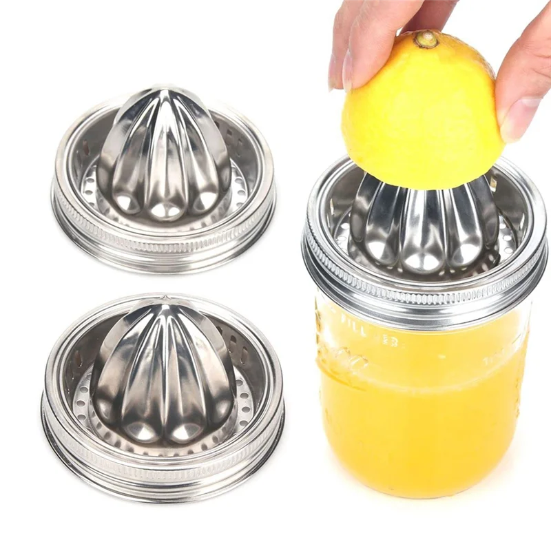2PCS Jar Stainless Steel Juicer Lid Citrus Reamer for Mason Jar Lemon Juicer Manual Citrus Wide Mouth Cover HOT