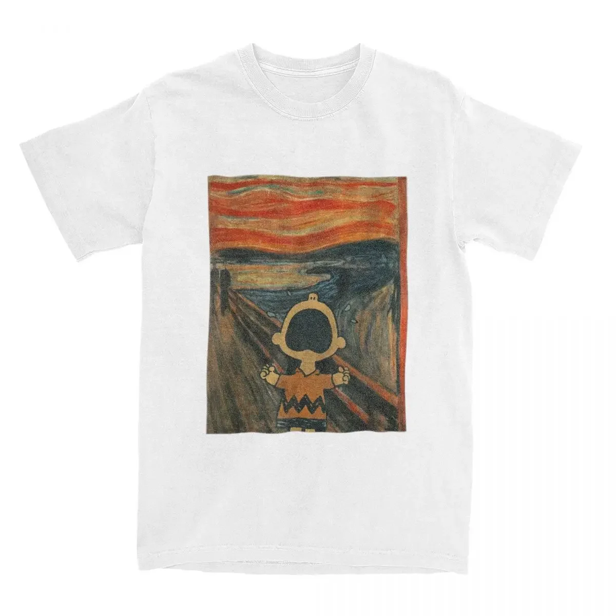 thumbnail image 1 of Camiseta de algodón para hombre con diseño artístico de Snoopy, Charlie Brown, Peanuts, Scream, cuello redondo, manga corta, idea de regalo, 1 of 5