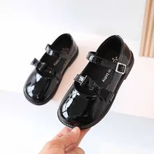 

2022 Spring New Korean Style Big Children Soft Girls Kids Bow Hook & Loop Round-toe Casual School Leather Shoes Drop Shipping