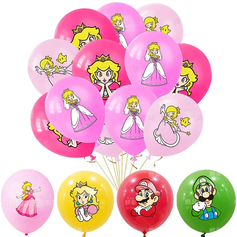 Princess Peach Latex Balloons Set Decorazione Per Feste Super Mario Print Balloon Photo Puntelli Ornamenti Ballon Halloween Decor Gift