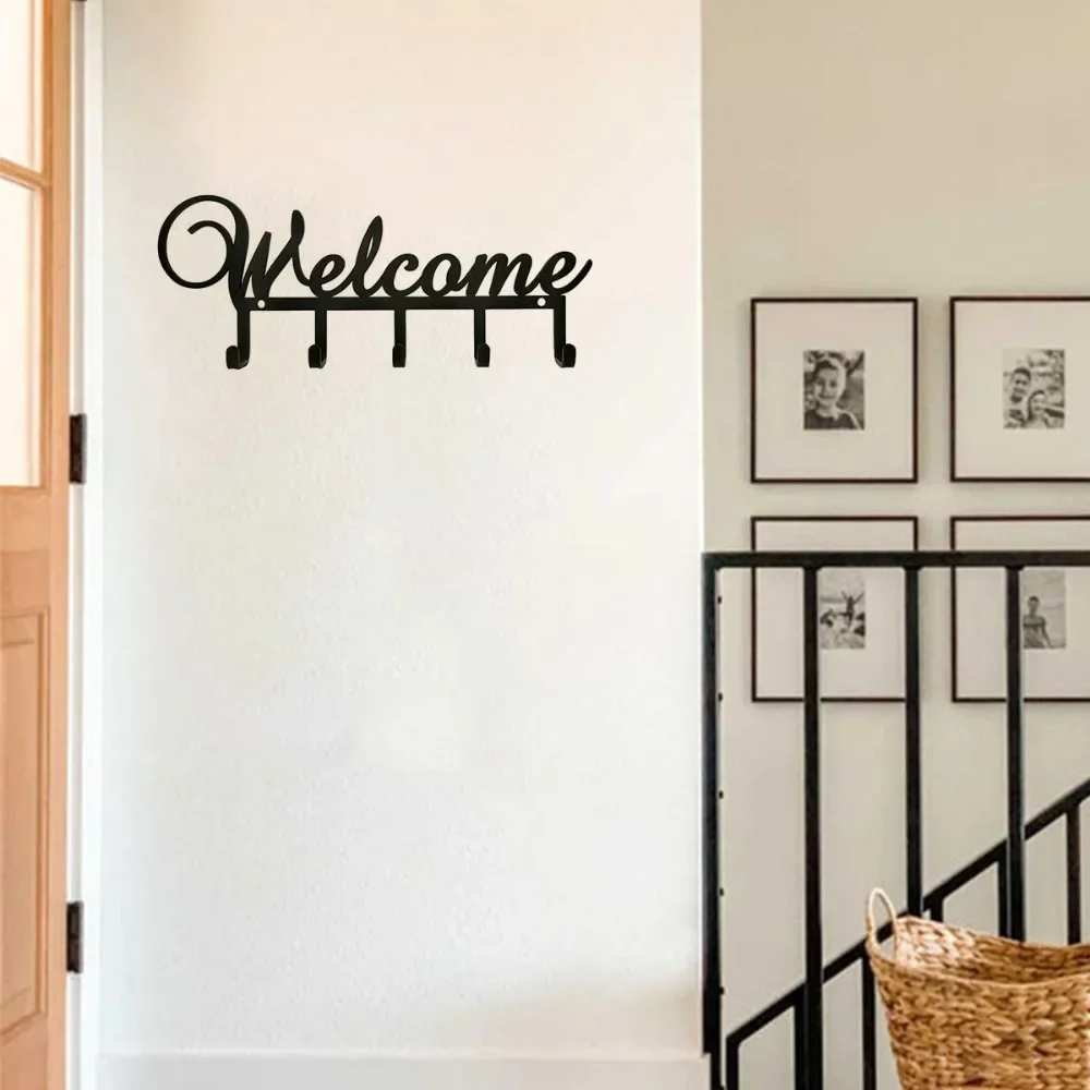 1pc Key Holder for Wall Key Hooks Premium Metal Rack with 5 Hooks for Home Decor for Living Room/Home Decoration 4