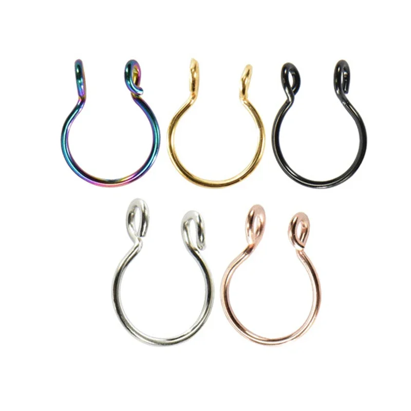 Nose Rings 2 Sizes U Shaped Fake Nose Ring Hoop Septum Rings Stainless Steel Nose Piercing Fake Piercing Oreja Pircing Jewelry