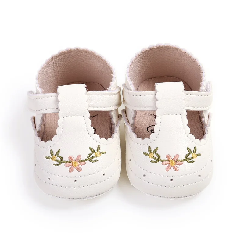 MISOWMNJOY New Flower Baby Shoes for Girls Princess First Walker Adorable Non-Slip Spring Autumn Soft Sole Crib Shoes 6
