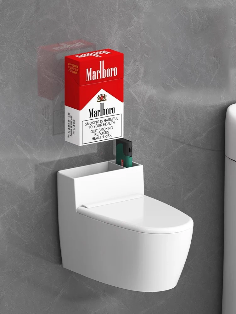 Creative Funny Commode Design Toilet Ashtray with Lid - Wall-Mounted Bathroom Cigarette Ashtray For Home Office