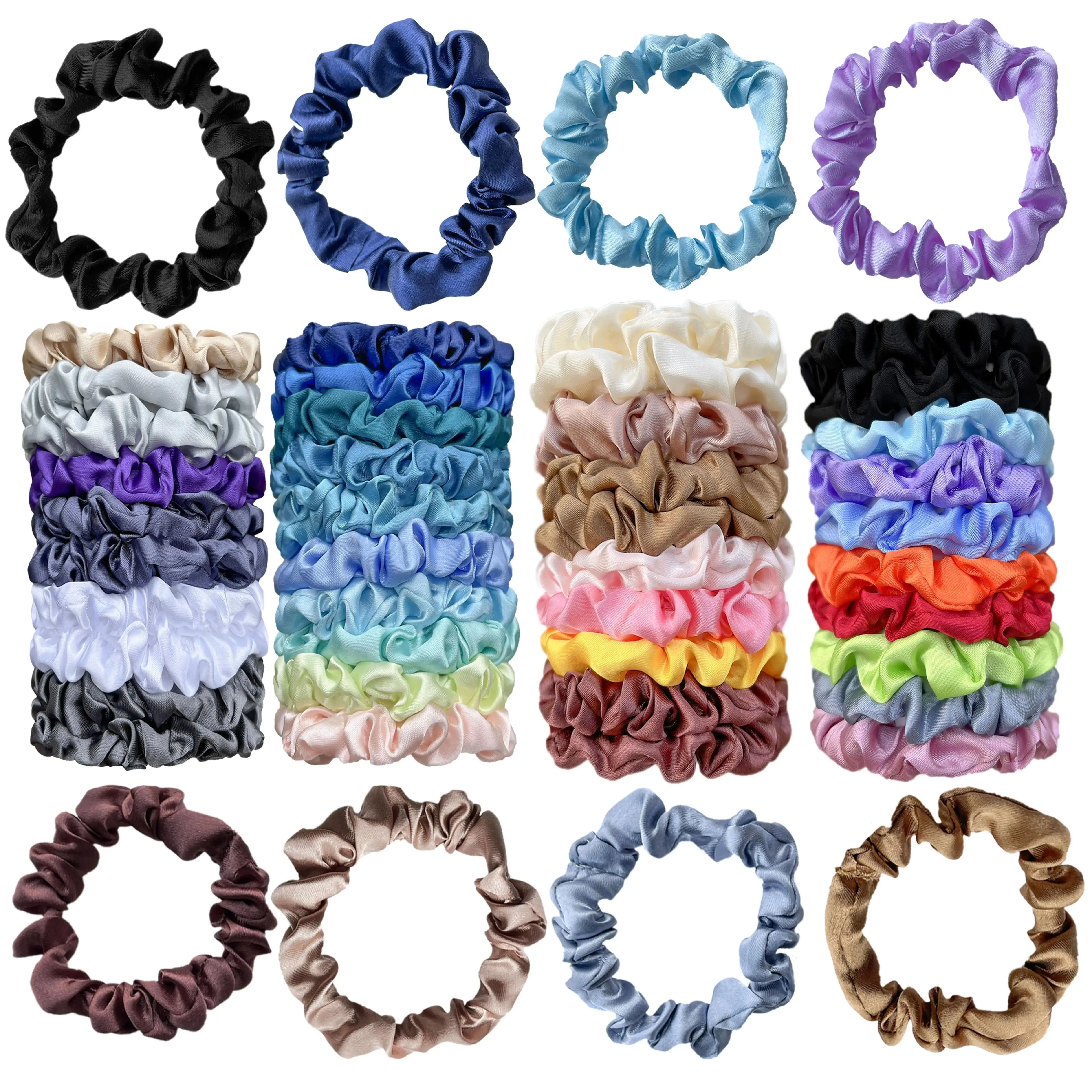 

20PCS Silk-like Pattern Women Elastic Hair Scrunchies For Women Hair Ties Rubber Band Hair Rope Accessories