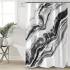 4pcs Black and White Texture Digital Print Polyester Waterproof Shower Curtain Set without Punching for Bathroom Separation 3