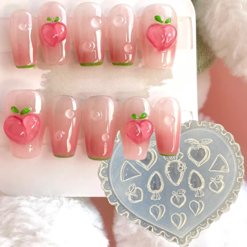 1PC Carrot DIY Reusable 3D Nail Silicone Mold 6CM Reusable Silicone Template  Embed Silicone Cartoon Fruit Molds Manicure Tool-& 4