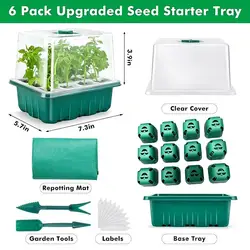 Seed Starter Tray Kit with Humidity Dome and Base for Efficient Germination (B)