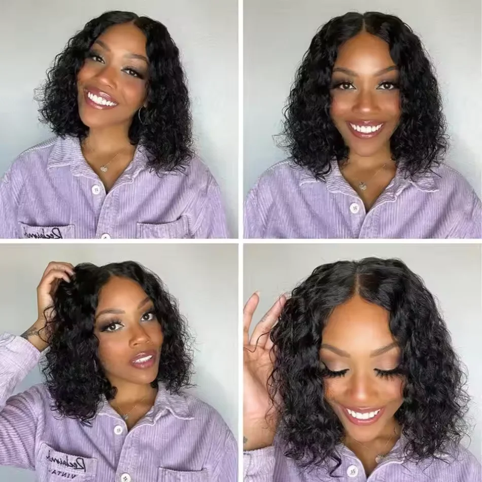 Glueless Human Hair Pre Plucked Wig Ready To Wear 5X5 Pre Cut Curly Bob Wigs 4X4 Water Wave Brazilian Closure Wig For Women