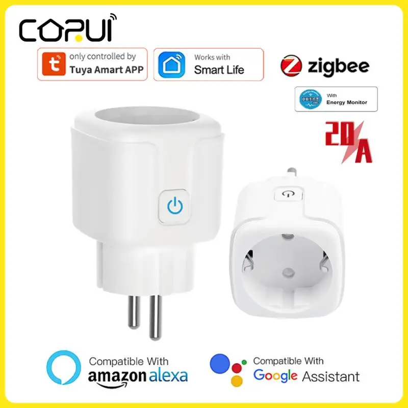Tuya Zigbee Smart Plug 20A Eu Plug Presa Wireless Timer Plug Telecomando Vocale Home Ignifugo Google Home Alexa