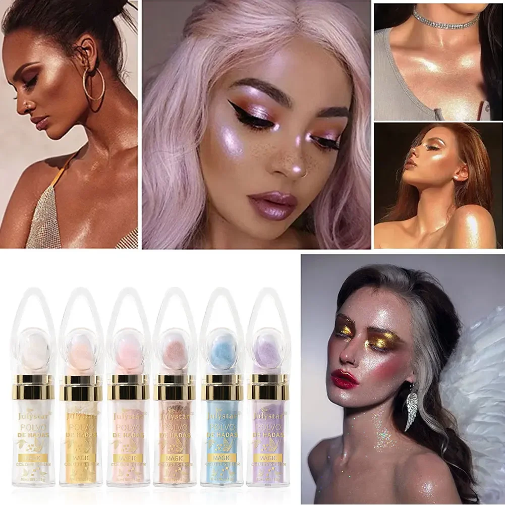 6 Colors Body Glitter Shimmer Waterproof Face Glitter Highlighter Powder High Gloss Sexy Female Contour Blush Powder Makeup 2