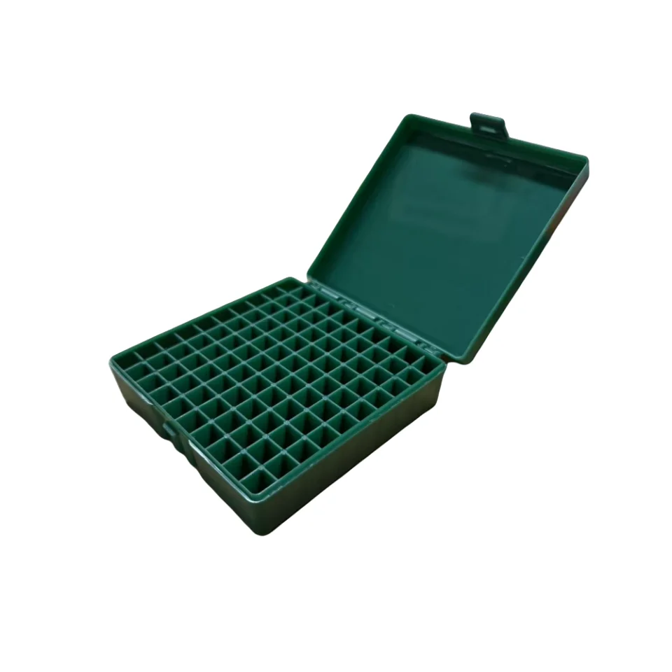 100 Rounds Tactical Ammo Storage Box for 9mm Rifle Pistol Ammunition Bullets Case Holder Flip-Top Hinge-Top Design