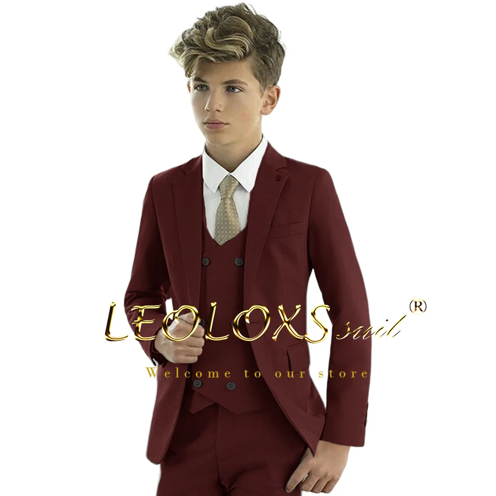 Boys Formal Suit 3-piece Set Jacket Vest Trousers Suitable For Wedding Parties And Formal Occasions