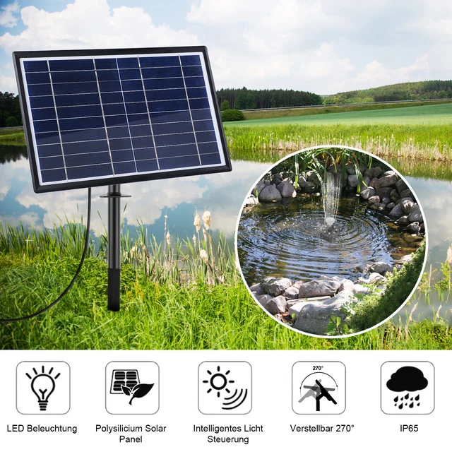 7W/10W Színű Led -Es Lámpák Napenergia Szökőkút Szivattyúja 12 Fúvóka -Szivattyúval A Madárfürdő -Tó Kertjéhez És Szökőkúthoz - Image 3