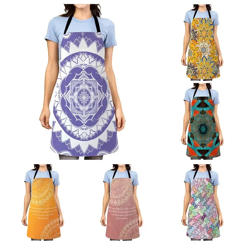 

Женский кухонный фартук в эстетике, оригинальный Детский водонепроницаемый фартук для работы с официантами для девочек и мужчин, маслостойкий винтажный фартук из Персии с мандалой