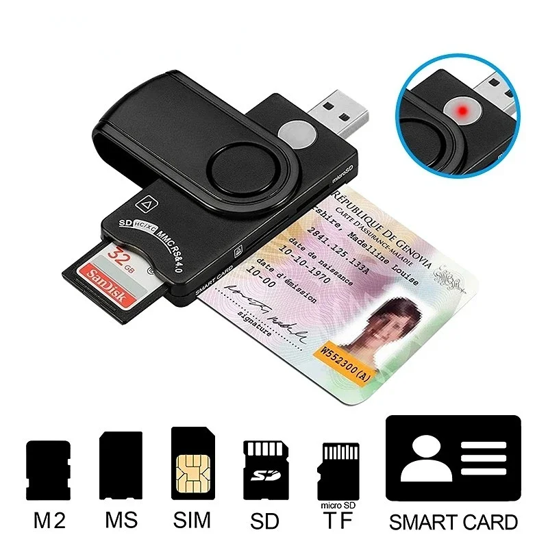 Cr310 USB 2.0 세금 신고 IC 스마트 외장 카드 리더, Tf Sim 메모리 카드 리더, 컴퓨터 액세서리용 어댑터