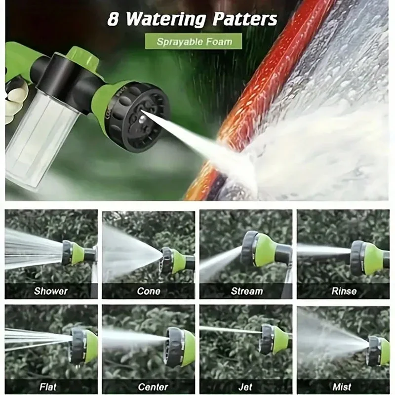 New 8 In 1 Jet Spray Gun Pressure Hose Nozzle Foam Gun Soap Dispenser Garden Watering Horse Dog Animal Car Washing Tool