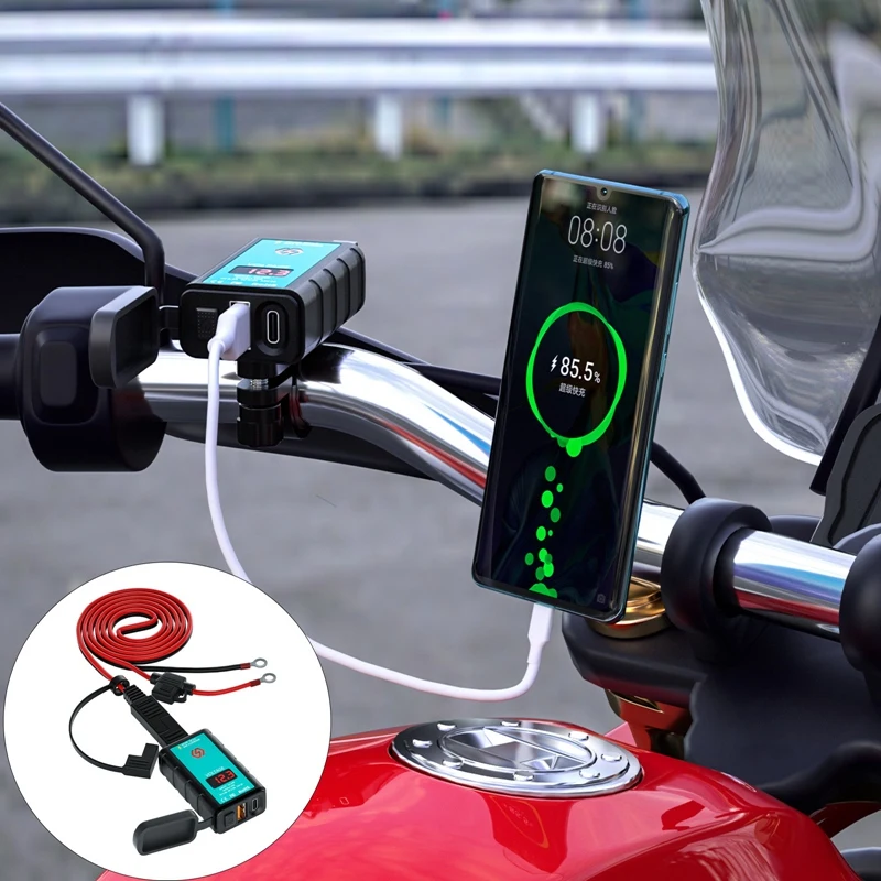 

12-24 В Зарядное устройство USB Type-C для мотоцикла от SAE до USB Type-C с искусственными элементами