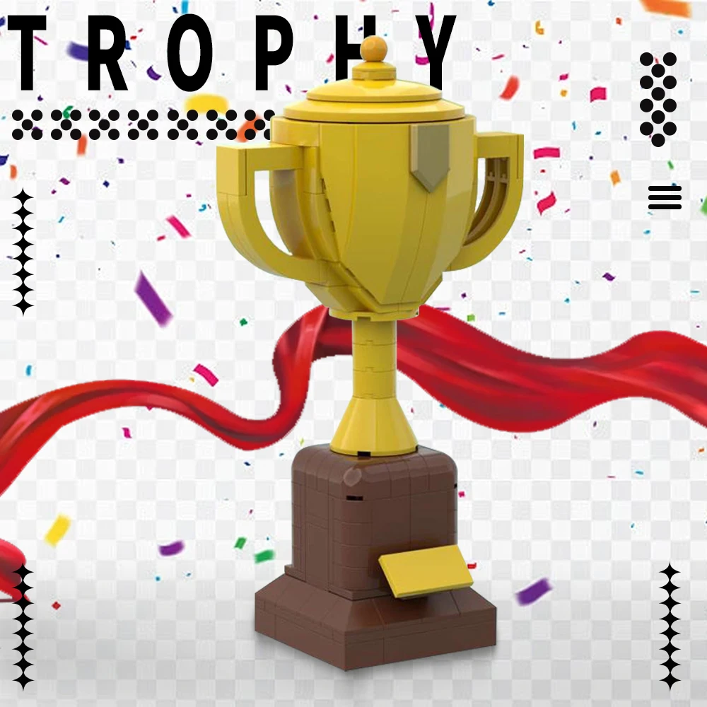 

Gobricks Golden Cup Creativity Large Yellow Trophy with Stand Building Block set Model Brick School Education Toy Student Gift