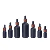 20/30X Frosted Black Bamboo Cap Glass Dropper Bottle Essential Oils 5ml-100ML Glass Dripper Portable Refillable Travel Bottle 6