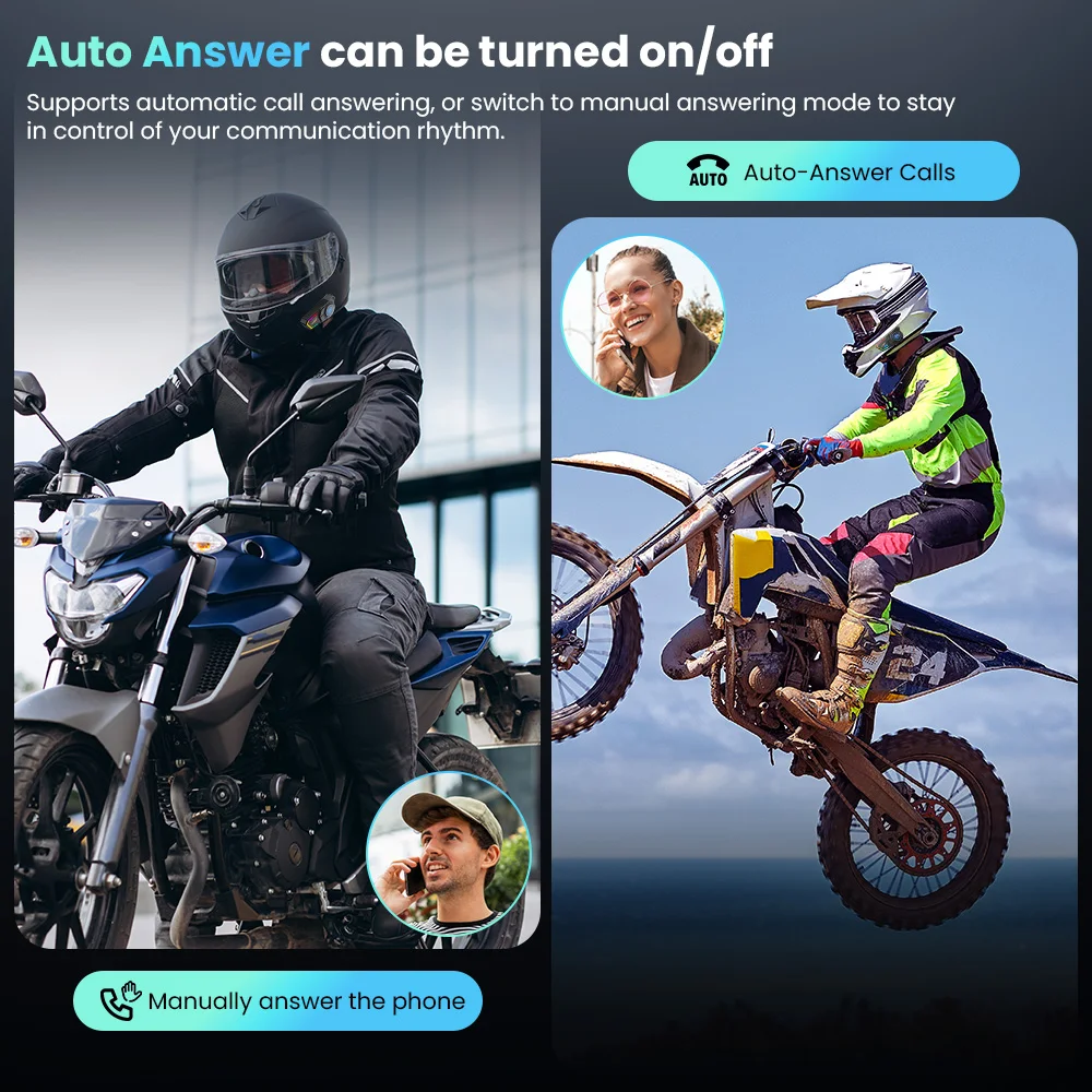 Gearelec V5.3 Bluetooth Motorcycle Helmet Headset - 45mm Speakers With Noise Cancellation