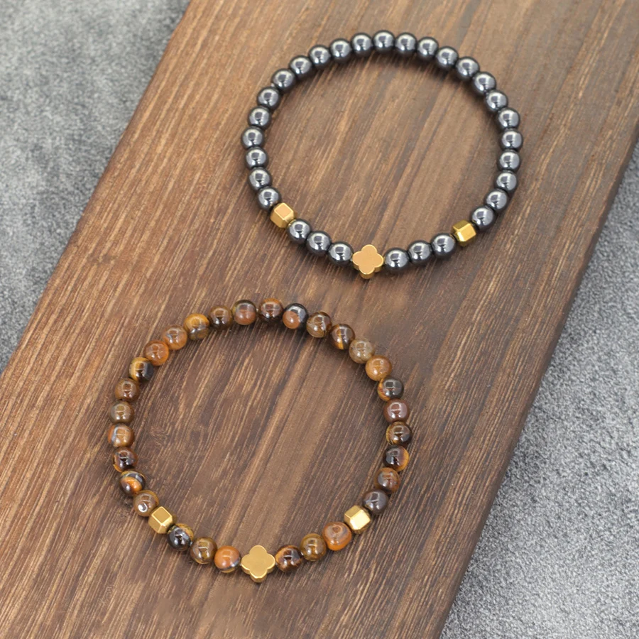 Tiger Eyes Hematite Stone Beaded Meditation Bracelet