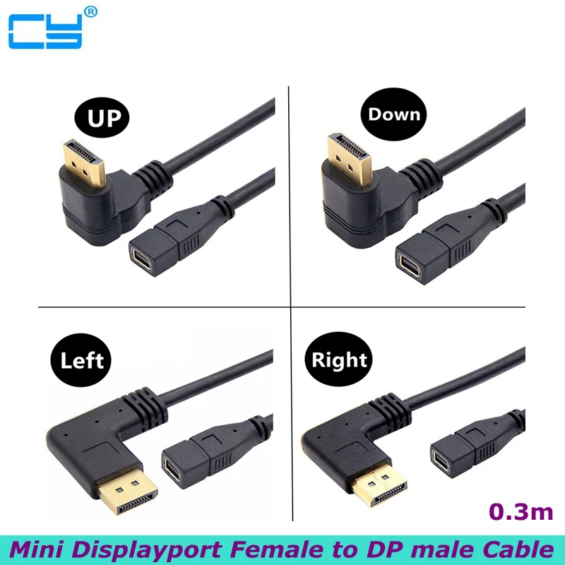 

30cm 90 Degree Angle Elbow Mini DisplayPort Female To DP Male Adapter Converter For MacBook Pro Air NEW TOSHIBA