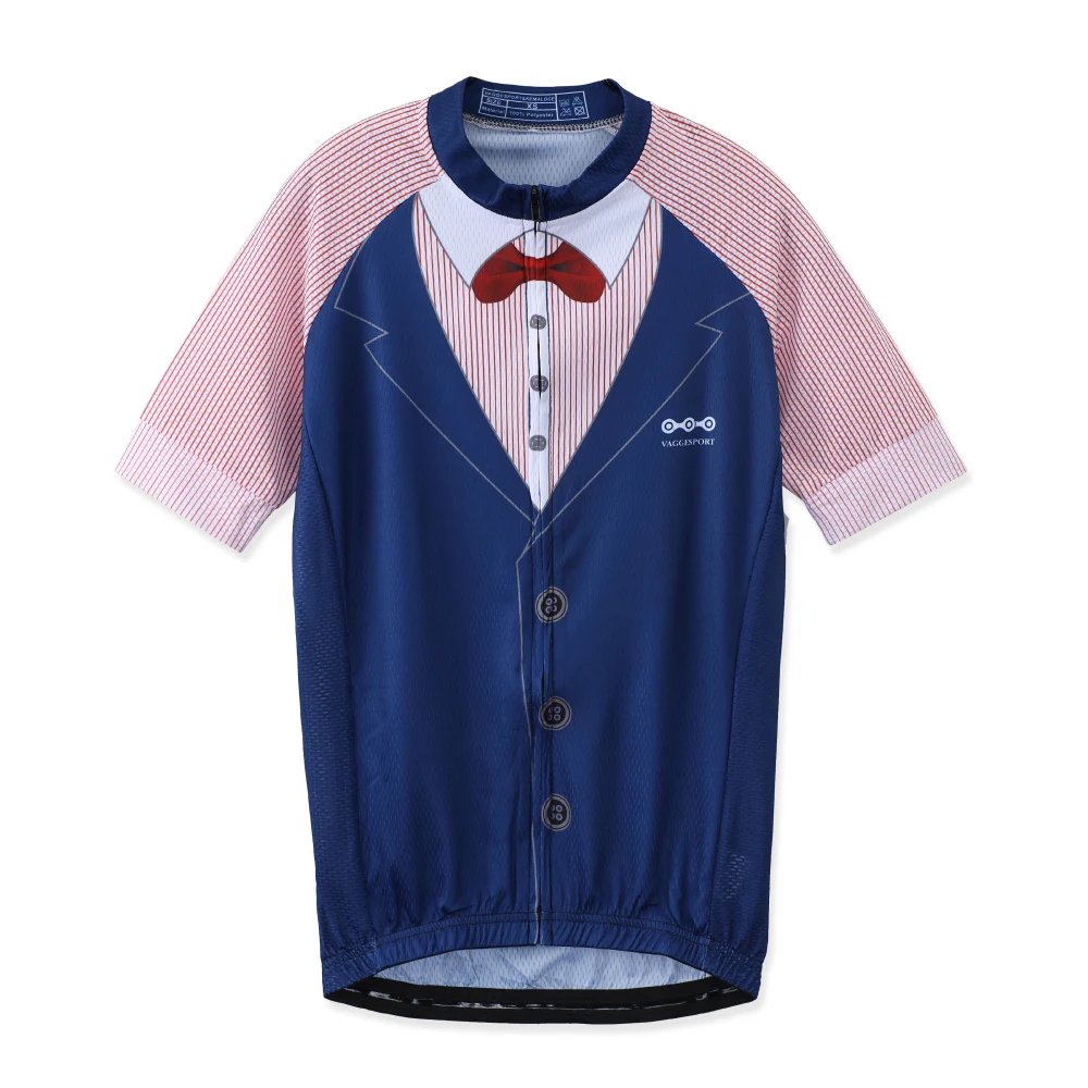 thumbnail image 1 of Maillot de ciclismo KEMALOCE de manga corta azul y negro para hombre, ropa de ciclismo de poliéster 2024, maillot de ciclismo para exteriores de secado rápido de verano, 1 of 5