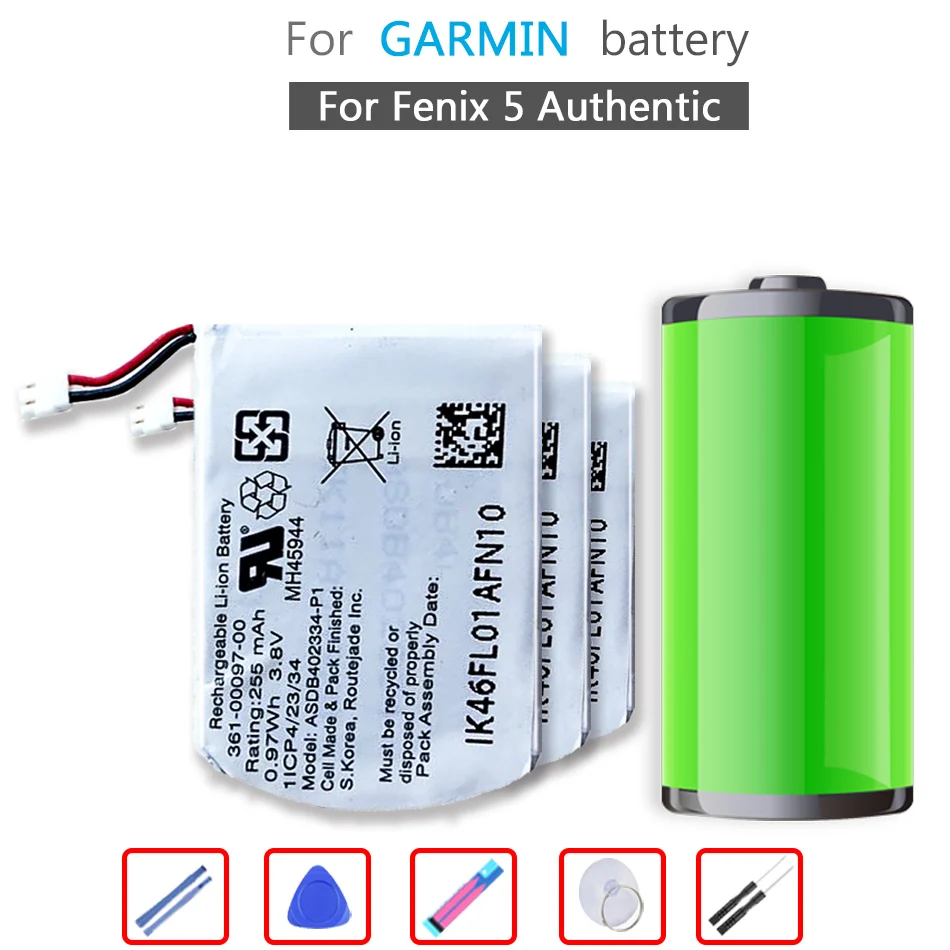 

361-00097-00 Battery For GARMIN Fenix 5 Fenix5 Authentic Li-ion Bateria