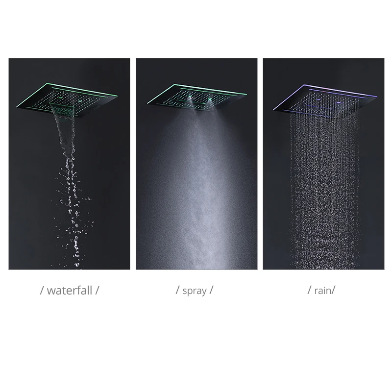 Hotel Luxury Rain Shower Set Bathroom 3 Function Showerheads Embeded Ceiling LED Music Shower Therostatic 4 ways mixer