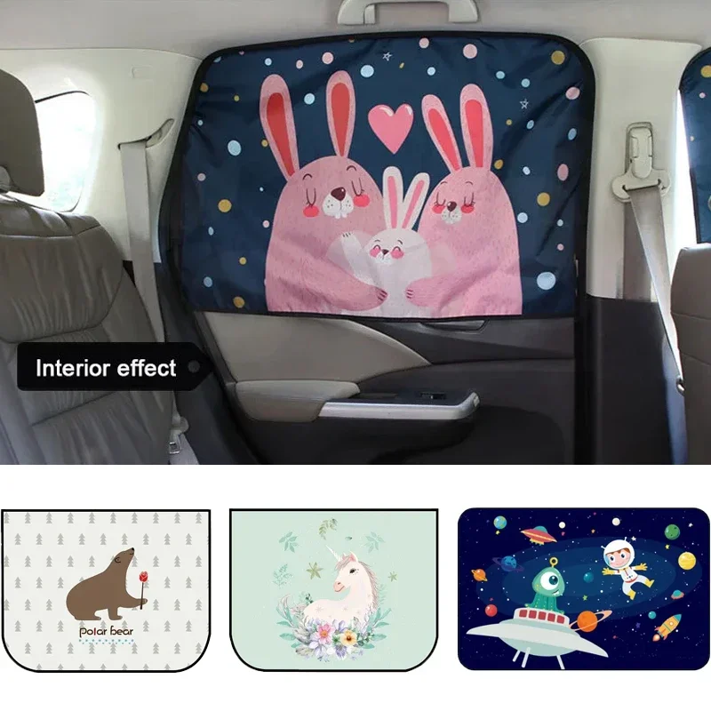 4pcs Cartoon Universal Car Side Window Sunshade Curtain in The Car Window Sunshade Cover UV Protection for Baby Children