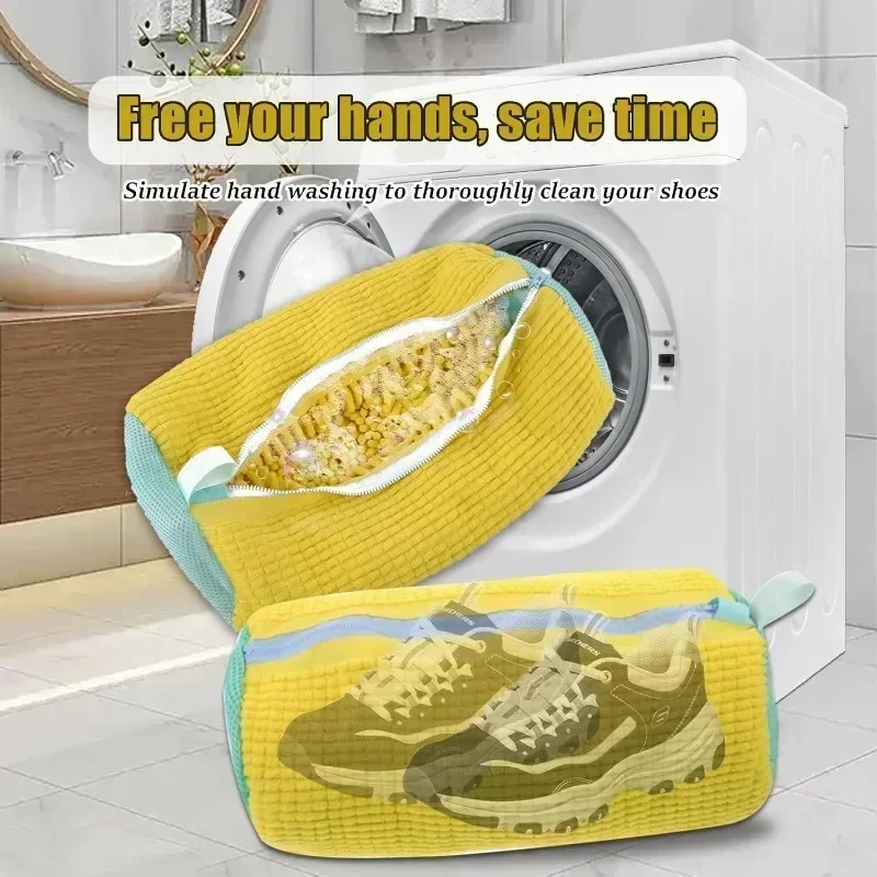 1/2/4PCS Shoe Washing Bag Cotton Laundry Net Fluffy fibers Easily remove dirt Shoes Washing Bags Anti-deformation Organizer