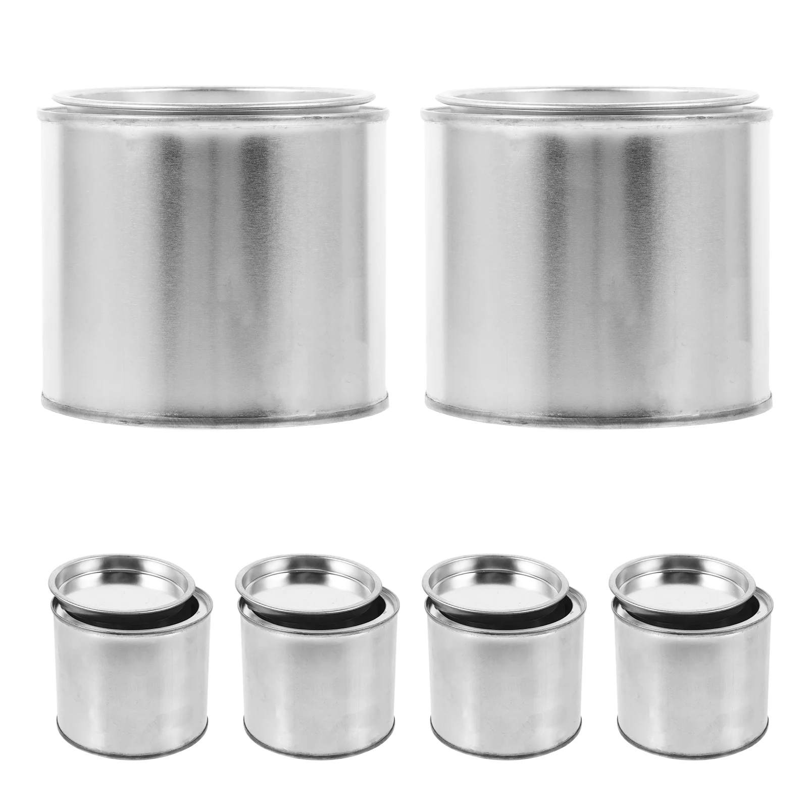 

6pcs Iron Round Paint Cans Practical Paint Storage Can Durable Ink Container (05L)
