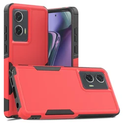 Durable Shockproof Phone Case with TPU Frame and Hard Plastic Back Cover for Moto G Power 5G 2025 (Red)
