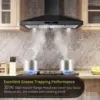Tieasy 30 inch 450 CFM Touch Panel Permanent Filters LED Lights Range Hood for Kitchen USGD2475 3