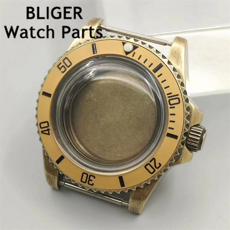 

BLIGER 40mm Bronze Men's Watch Cases Waterproof Stainless Steel Dome glass Fit NH34 NH35 NH36 ETA2824 Miyota PT5000 Movement