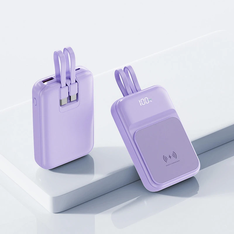 20000mAh Fast Charging Mobile Power Bank Wireless Magnetic Suction Built-in Charging Cable Large Capacity Mini Portable New 2025 5