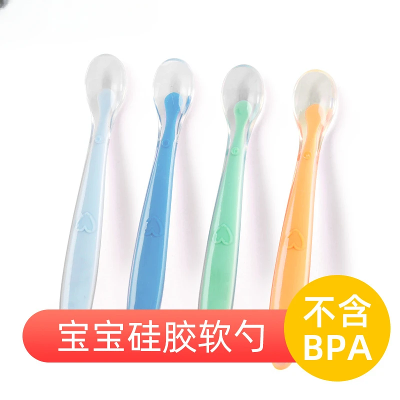 

Silicone world Soft Silicone Feeding Spoon Candy Color Silicone Spoon Children Food Spoons Feeding Dishes Feeder Flatware