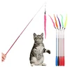 5pcs Colorful Cat Teaser Wand Rod Chase Toys Replacement Refill Plush Worms Pet Cat Tease Interactive Training Playing Stick Toy