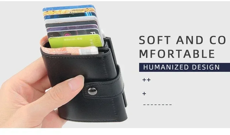 RFID-blockierende Bankkarten-Etuis Luxus-Geldbörsen für Herren Metall-Slim-Thin Minimalistische Kartenhalter Reisebrieftaschen für Männer und Frauen – Detail 21