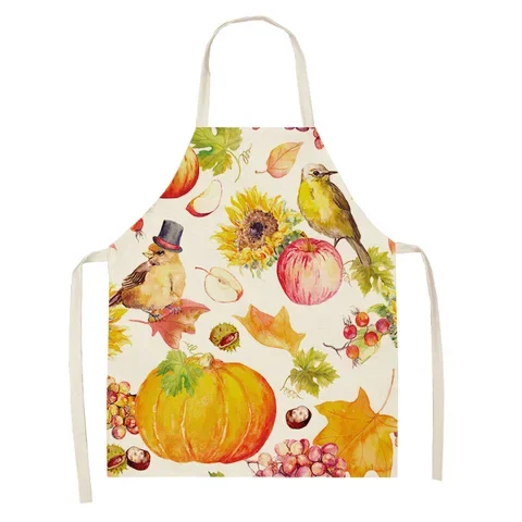 

Art Clean Pattern Orange Pumpkin Apron Kitchen Household Cooking Antifouling Accessories Female Cafe Men's Apron Kitchen